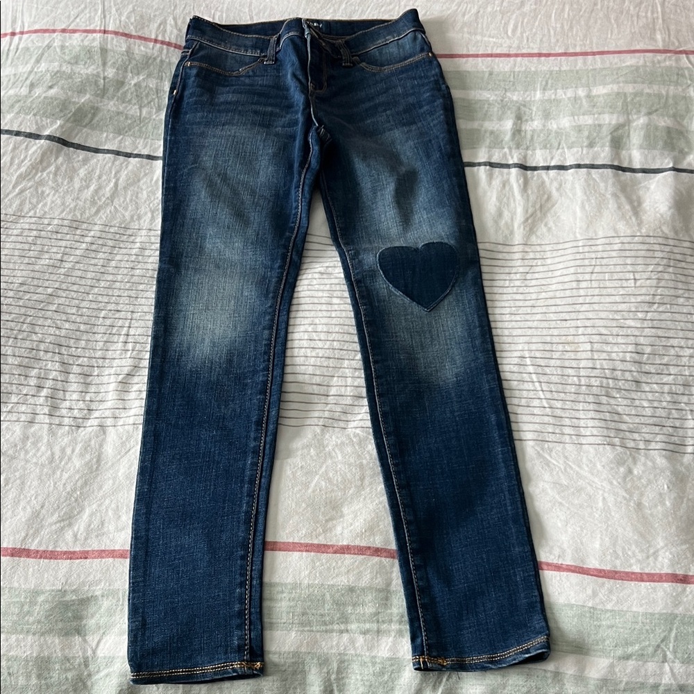 Old Navy Dark Blue Straight Leg Jeans with Heart Patch